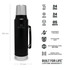 Stanley termosas LEGENDARY CLASSIC - MATTE BLACK 1L