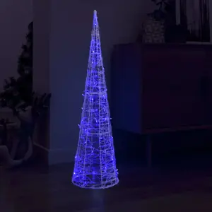 Akrilinė LED dekoracija piramidė, mėlynos spalvos, 120cm