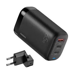 Sieninis įkroviklis "Remax", RP-U55, 2x USB-C, USB, 65W (baltas)