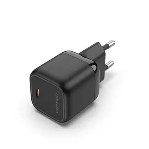 Vention 1-port USB-C GaN Charger(30W) EU-Plug Black, Indoor, AC, 20 V, Black