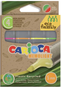 Teksto žymekliai CARIOCA ECOFAMILY MEMOLIGHT, 5 mm, 4 vnt.