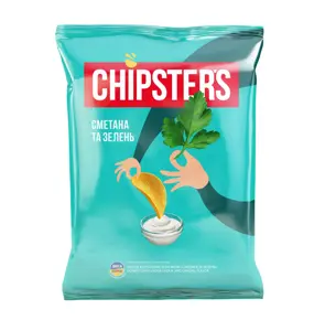 Bulvių traškučiai CHIPSTER'S, grietinės skonio, su žolelėmis, 60 g