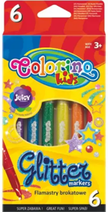 Flomasteriai su blizgučiais Colorino Kids Glitter, 6 spalvų