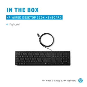 HP laidinė stalinio kompiuterio 320K klaviatūra, pilno dydžio (100 %), USB, juoda