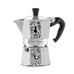 "Bialetti Moka Express 90th Anniversary" Moka puodas 0,13 l juodas, sidabrinis, baltas