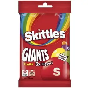 Kramtomieji saldainiai SKITTLES Giants, vaisių skonio, traškiame cukraus glajuje, 116g